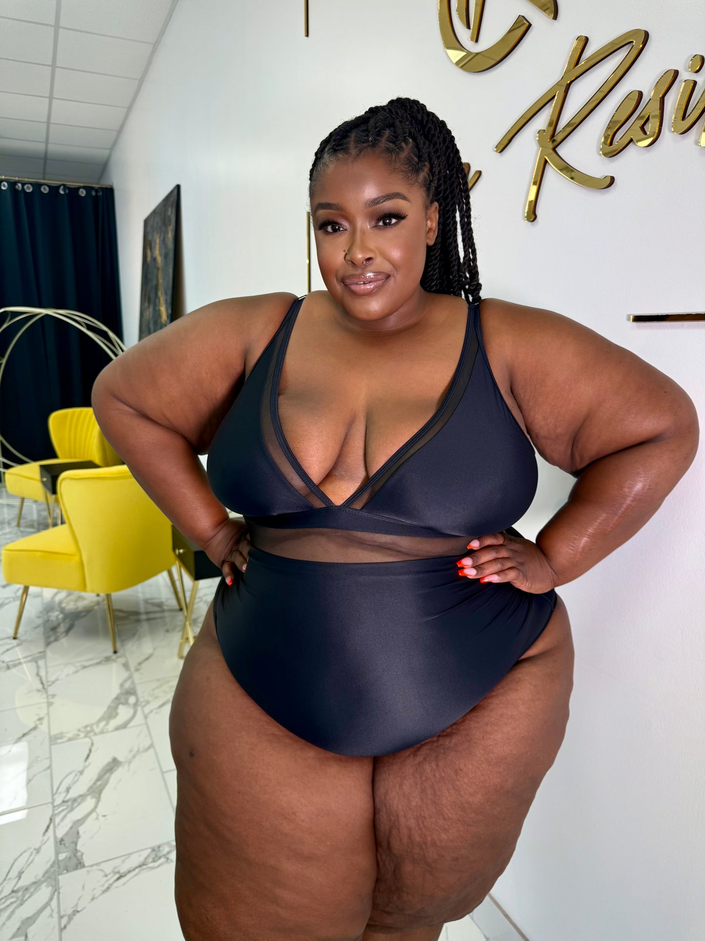 Mesh Cutout One-Piece Swimwear