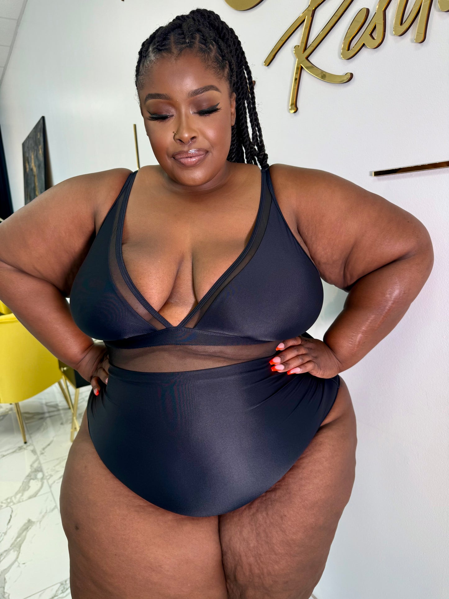 Mesh Cutout One-Piece Swimwear